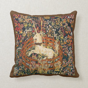 Coussin Tapisserie de licorne médiévale captive