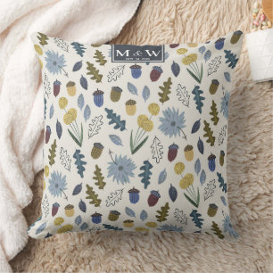 Coussin Tapisserie de mariage automnal rustique avec monog