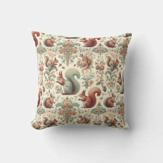 Coussin Tapisserie d'écureuil de la forêt victorienne