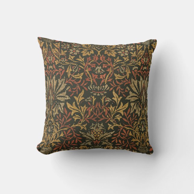 Coussin Tapisserie du jardin de fleurs William Morris (Recto)