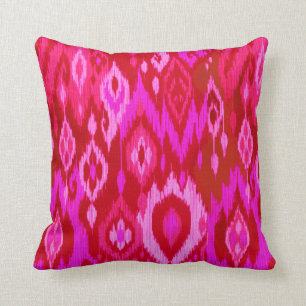 Coussin Tapisserie fuchsia chic de tribal d'Ikat de rose