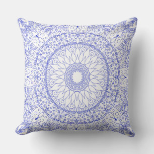 Coussin Tapisserie mandala bleu
