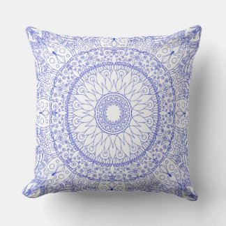 Coussin Tapisserie mandala bleu