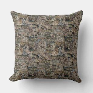 Coussin Tapisserie vintage Queen Esther Broderie violet