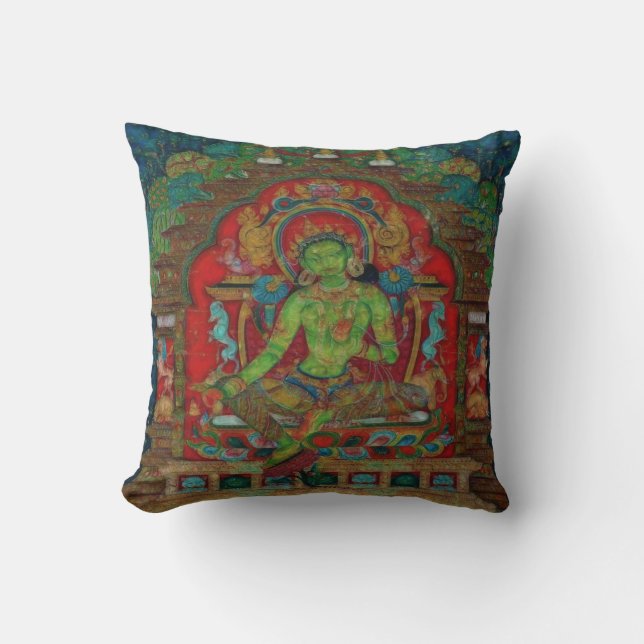 Coussin Tara verte du bouddhisme tibétain (Recto)