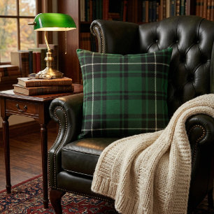 Coussin Tartan à carreaux vert et noir classique