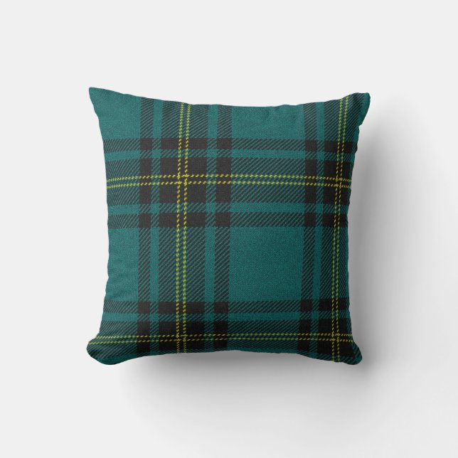 Coussin Tartan bleu-vert double face (Recto)