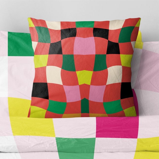Coussin Tartan moderne coloré Plaid Noël (Créateur téléchargé)