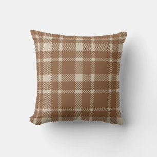 Coussin Tartan Plaid Classique Motif-Brown & Taupe Chaude