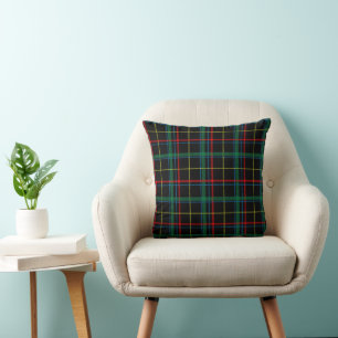 Coussin Tartan Plaid Motif, Vert,