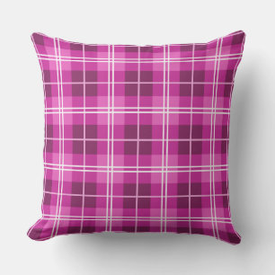 Coussin Tartan Plaid Style Motif dans les tons rose