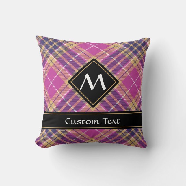 Coussin Tartan rose, or et bleu (Recto)