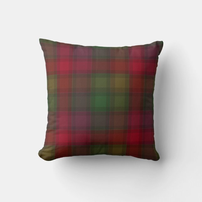 Coussin Tartan vert et rouge. (Recto)