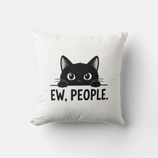 Coussin Tasse à café "Beurk, les gens." avec un chat noir