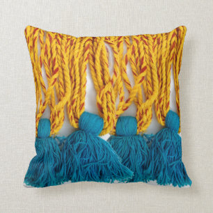 Coussin Tassles tribal tressé tissé