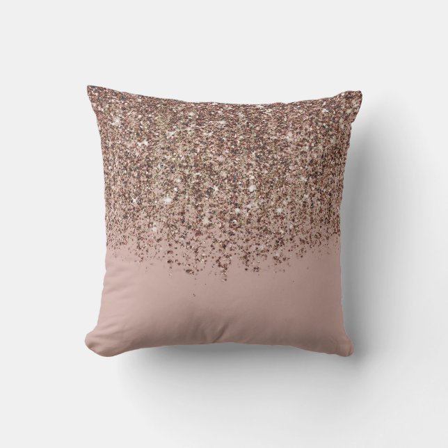 Coussin Taupe Blush Rose Rose Or Parties scintillant en br (Recto)