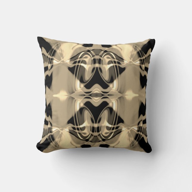 Coussin Taupe Crème Noire Flacer Mosaictif Méditerranéen (Recto)