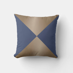 Coussin Taupe et Triangle bleu Impression moderne