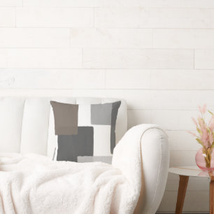Coussin Taupe gris blanc Géométrique moderne minimaliste