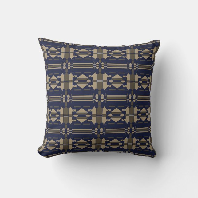 Coussin Taupe Marine Méditerranée Petites mosaïques Carrea (Recto)
