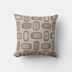 Coussin Taupe Rectangles arrondies MCM du milieu du siècle