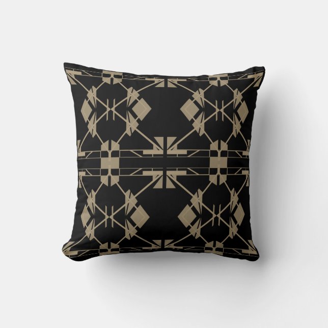 Coussin Taupe Tan Noir Sud-Ouest Amérindien (Recto)