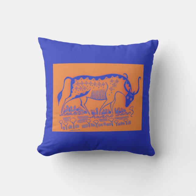 Coussin taureau inspiré par la Grèce mycénienne à  (Recto)