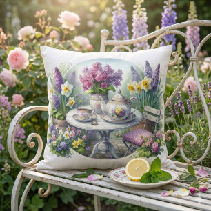 Coussin Tea Party vintage à Floral dans le Jardin