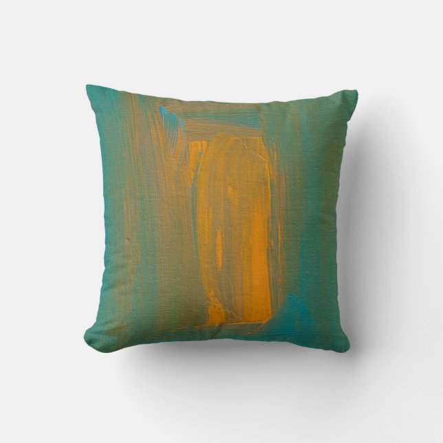 Coussin Teal au carreau orange (Recto)