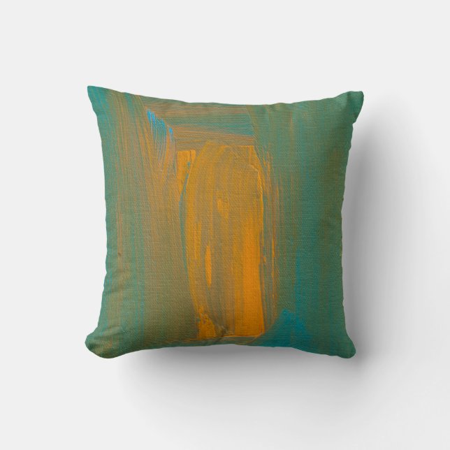 Coussin Teal au carreau orange (Recto)