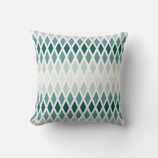 Coussin Teal Diamond Ombré (Recto)