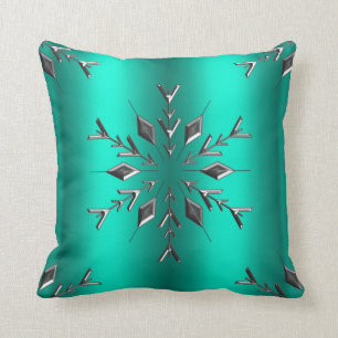 Coussin Teal et Noël d'étoile d'argent