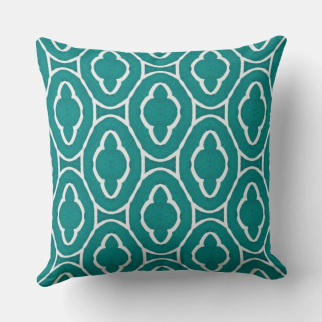 Coussin  Teal Moroccan Trellis Pattern (Verso)