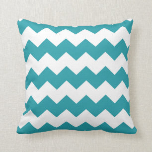 Coussin Teal/motif léger de Chevron de vert de mer