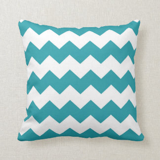 Coussin Teal/motif léger de Chevron de vert de mer