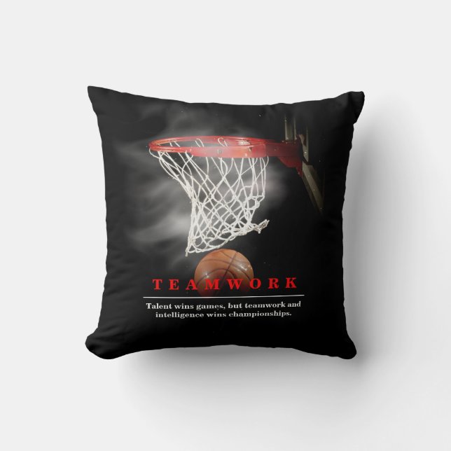 Coussin Teamwork Basketball Motivational Inspirational (Recto)