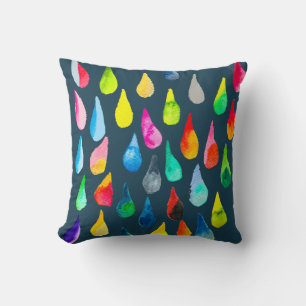 Coussin Teardrops watercolor colorful whimsical