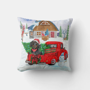Coussin Teckels dans un camion de livraison de Noël dans l