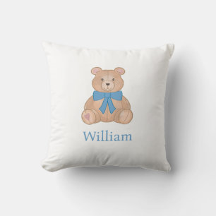 Coussin Teddy Bear Blue Bow Nursery