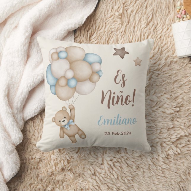 Coussin Teddy Bear Espagnol Baby shower garçon (Couverture)