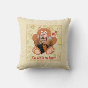 Coussin Teddy Bear Holding Heart Photo Saint-Valentin