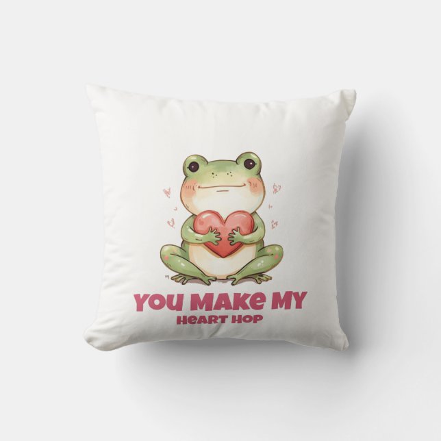 Coussin Tee-shirt de la Saint-Valentin grenouille mignonne (Recto)
