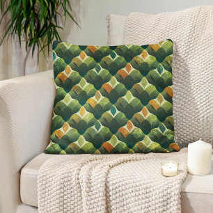 Coussin Teintes de terre abstraites Vert Marron