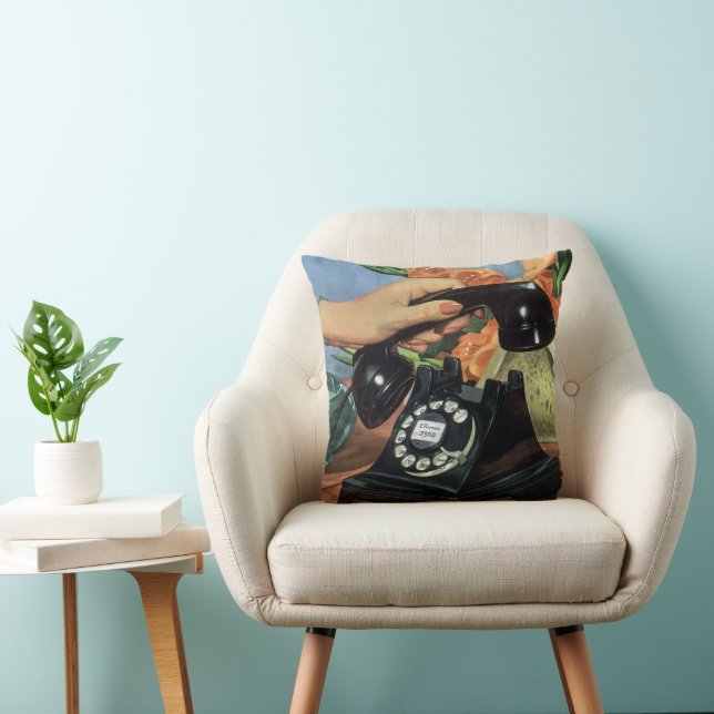 Coussin Téléphone rétro avec cadran Rotary, affaires Vinta (Chaise)