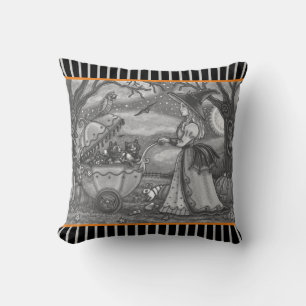 COUSSIN TÉMOIN, CHAT NOIR BÉBÉ BUGGY HALLOWEEN JETER PILLO