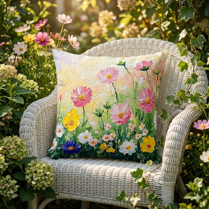 Coussin Temps d'été. Fleurs colorées. Art.