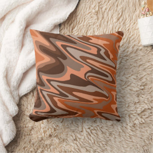 Coussin Tendance boho brun orange Abstrait ondulé