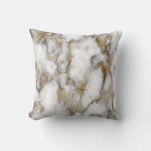 Coussin Tendance Cool Blanc Marbre Or Pierre Texture