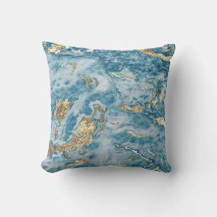 Coussin Tendance Cool bleu marbre pierre texture