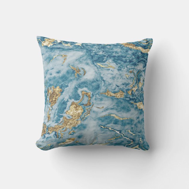 Coussin Tendance Cool bleu marbre pierre texture (Recto)
